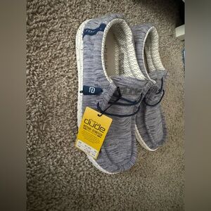 Hey Dude Navy and White Wally Stretch Fleece Shoes